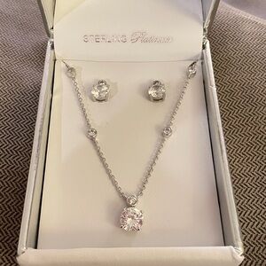 Crislu Sterling Silver Rhodium Plated CZ Jewelry Set